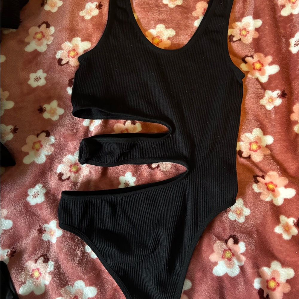 Black Cut-Out Bodysuit